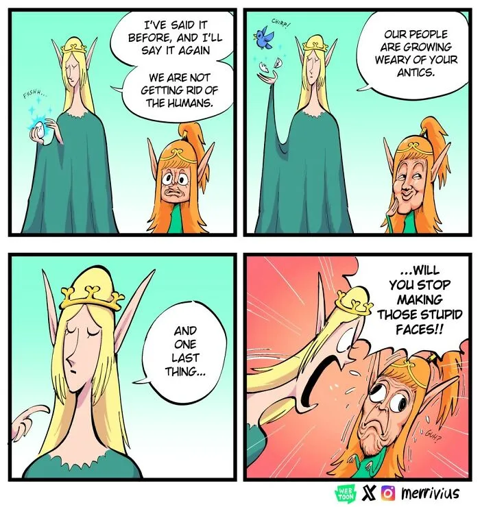 30 Funny Fantasy Comics By Merrivius Featuring An Elf Who Just Can’t Stand Humans, And More