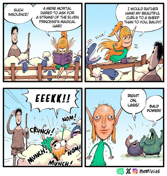 30 Funny Fantasy Comics By Merrivius Featuring An Elf Who Just Can’t Stand Humans, And More