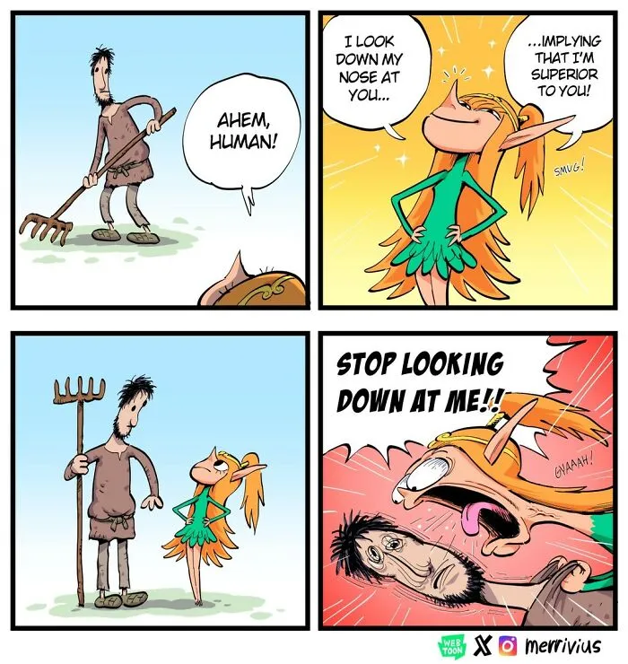 30 Funny Fantasy Comics By Merrivius Featuring An Elf Who Just Can’t Stand Humans, And More
