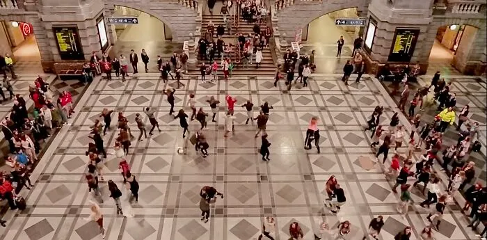 Flashmobs: A group of people suddenly getting together in a public place and dancing for entertainment purposes.   Did you partake in that trend?