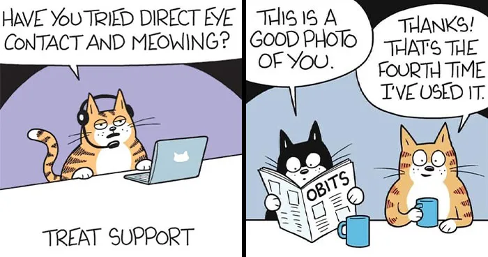This Artist Sums Up Life With A Cat In His 23 New Funny Cartoons