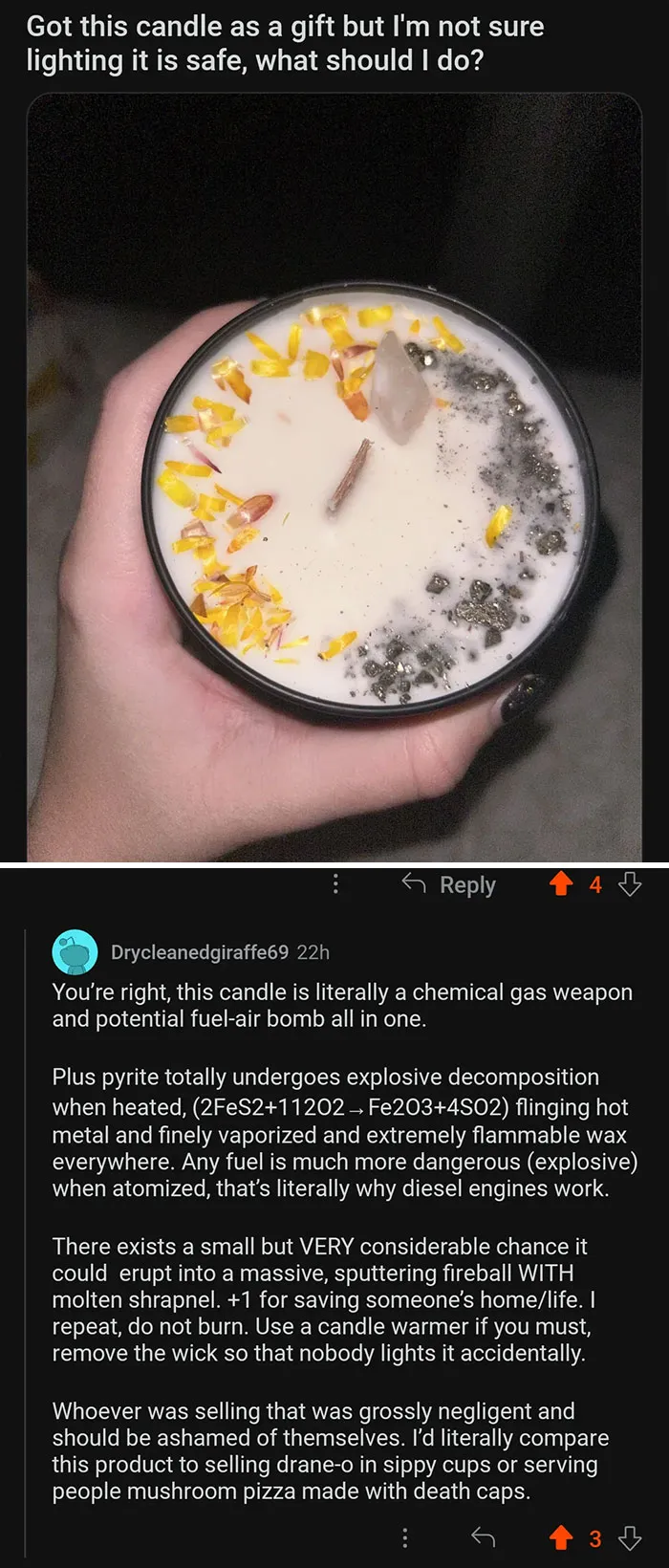 Gifted A Candle Containing Minerals Which Produce Toxic Gas When Heated