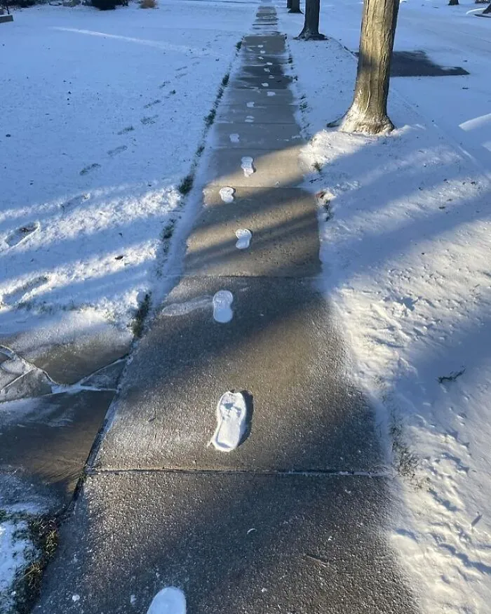 Footprints In The Snow Can Linger Longer Because Compacted Snow Melts Differently Than Loose Snow. This Exact Science Involves Air Pockets, Heat Transfer, And Some Complicated Physics!