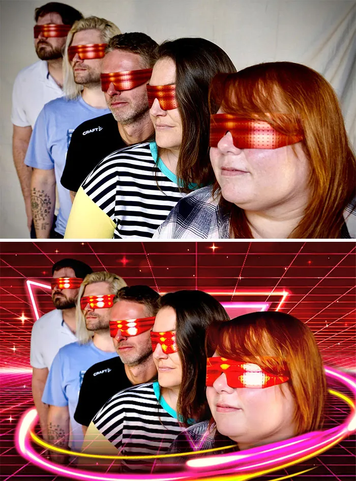 We Just Took This Pic Yesterday, And Would Love The Background Replaced With Something Awesomely 80s, Whether It's Lasers, Neon Colors... Whatever Strikes You