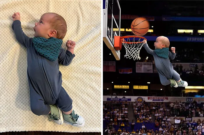 Baby Dunking A Basketball