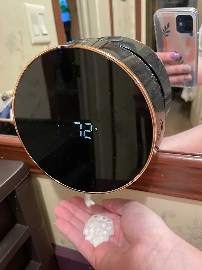 Your Bathroom Sink Is About To Enter The Future This Weekend With A <a Style="Display:inline;" Href="Https://Www.amazon.com/Automatic-Dispenser-Touchless-Electric-Commercial/Dp/B09f3lg8cj?ie=utf8&th=1&linkcode=ll1&tag=bpkoala-20&linkid=40e9324fa0025197e8b0b07a355aff5c&language=en_us&ref_=as_li_ss_tl" Target="_blank"><span Style="Font: Inherit; Color: #d74b1f;"> Smart Soap Dispenser </Span> That Tells You The Time And Keeps Your Hands Clean, All While Looking Super Slick On Your Mirror
