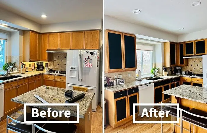 Give Your Kitchen A Dramatic, Moody Makeover Without The Commitment Or Cost Of New Cabinets With Some <a Style="Display:inline;" Href="Https://Www.amazon.com/Black-Wallpaper-Self-Adhesive-Removable-Countertop/Dp/B08c5b32vw?ie=utf8&th=1&linkcode=ll1&tag=bpferret-20&linkid=d8ad4acd54cf6c613fc9e789db5d312b&language=en_us&ref_=as_li_ss_tl" Target="_blank"><span Style="Font: Inherit; Color: #d74b1f;"> Black Wood Peel And Stick Contact Paper For Cabinets </Span>