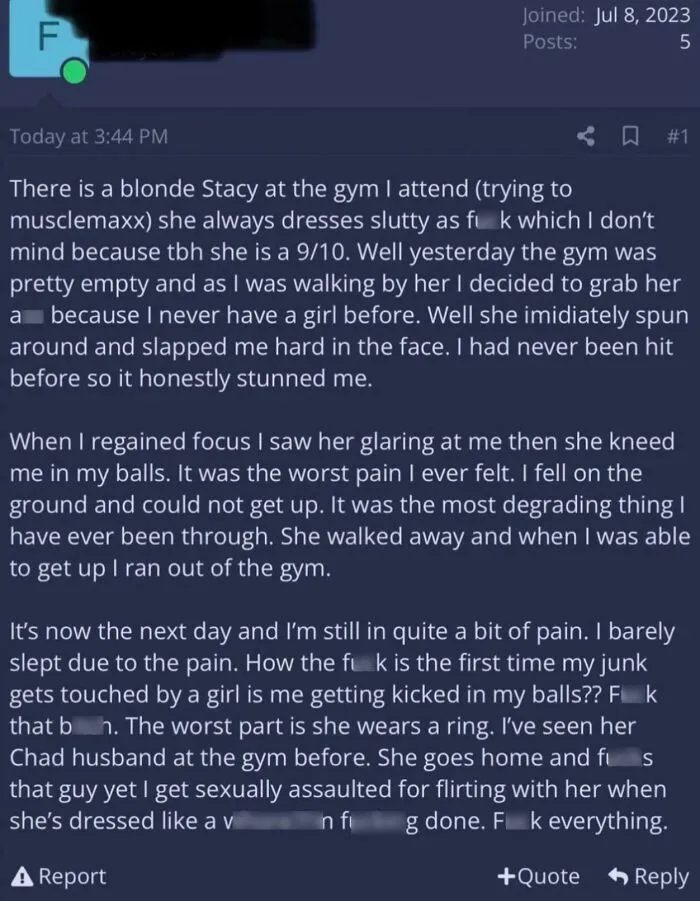 Incel Sexually Assaulted By Foid For “Flirting”