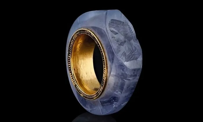 Wonderful 2000 Years-Old Sapphire Ring Presumably Belonged To Roman Emperor Caligula, Thought Depicting His Fourth Wife Caesonia. 2000 Years Old