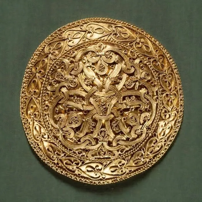 A Circular Golden Viking Brooch From Hornelunde Near Varde In Denmark