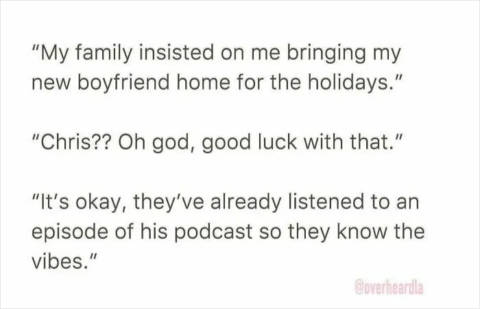 Funny conversations overheard in the streets of LA about family, relationships, and holiday introductions with a humorous twist.
