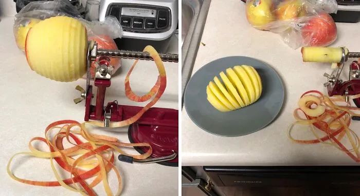 Adulting Means Sometimes You Have To Prep Your Own Apples, But The <a Style="Display:inline;" Href="Https://Www.amazon.com/Victorio-Kitchen-Products-Vkp1010-Stainless/Dp/B001dltd1c?ie=utf8&th=1&linkcode=ll1&tag=bpdonkey-20&linkid=b10217e51f7b931dd5c34069050f4c6e&language=en_us&ref_=as_li_ss_tl" Target="_blank"><span Style="Font: Inherit; Color: #d74b1f;"> Apple Corer Peeler And Slicer </Span> Makes It Feel Less Like A Punishment