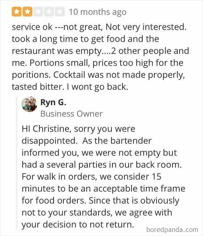 15 Minute Wait For Food Is Too Long