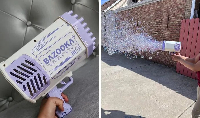 We Wanted All The Joyous Bubble Chaos For Ourselves, But Your Inner Child (And Probably Your Dog) Will Be Eternally Grateful For The Existence Of This <a Style="Display:inline;" Href="Https://Www.amazon.com/Machine-Solution-Bubbles-Outdoor-Birthday/Dp/B09ytm2mx2?ie=utf8&th=1&linkcode=ll1&tag=bpcobra-20&linkid=5b6274ccb0383a095efe590bc2f49988&language=en_us&ref_=as_li_ss_tl" Target="_blank"><span Style="Font: Inherit; Color: #d74b1f;"> Bubble Gun </Span>, Which Is Basically An Instant Happiness Dispenser