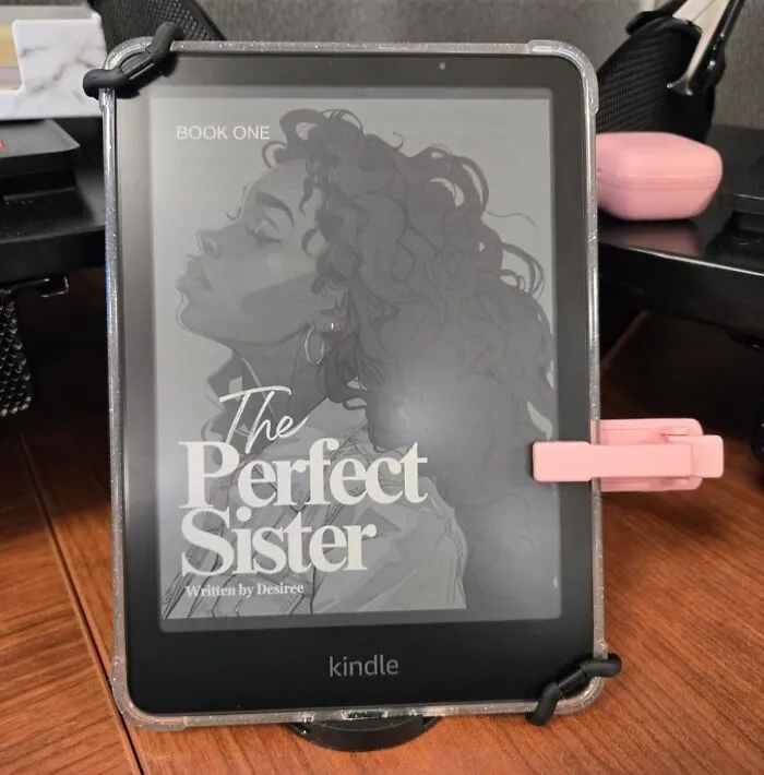 Kindle displaying a book titled The Perfect Sister, a thoughtful Mother's Day splurge gift idea for yourself.