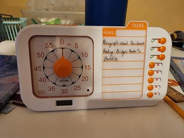 Are You Supposed To Meditate Shower Or Make Coffee First? Let A <a Style="Display:inline;" Href="Https://Www.amazon.com/Planning-Schedule-Checklist-Classroom-Homeschool/Dp/B0dsv54cnx?ie=utf8&linkcode=ll1&tag=bpgoldfish-20&linkid=41f3dfc32c6ef207e54432b72e6bfaf8&language=en_us&ref_=as_li_ss_tl" Target="_blank"><span Style="Font: Inherit; Color: #d74b1f;"> Visual Timer With Task Tracker </Span> Finally Decide Your Morning Chaos