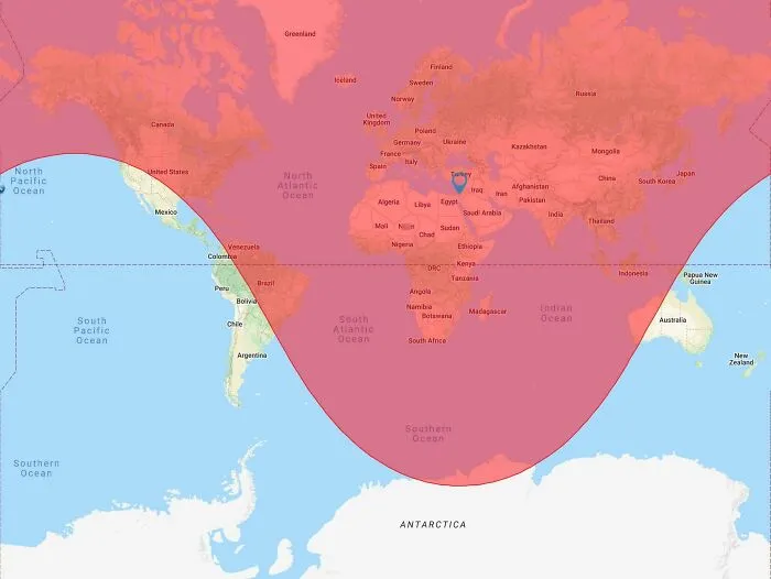 Map Showing Countries Within Range Of Israel's Nuclear Missiles (Jericho III)