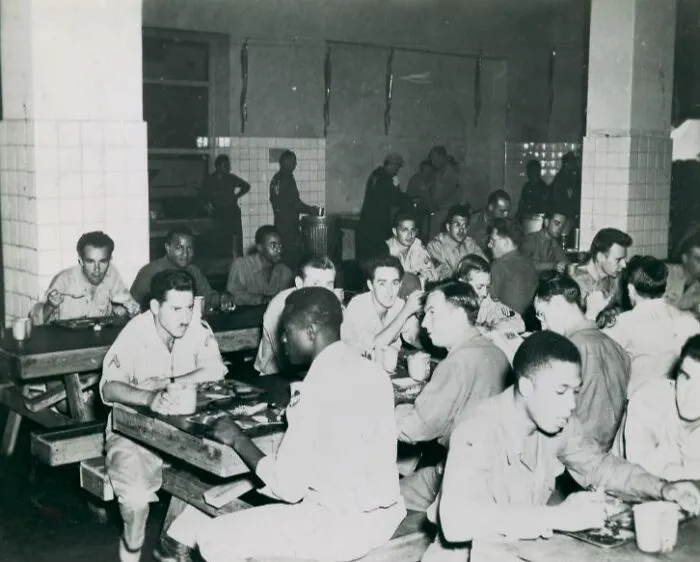 Students At The University Study Center, First U. S. Army Operated University For Soldiers, Florence, Italy, Are Fed In Modern Cafeteria Style Mess Halls