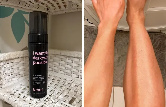 Achieve A Flawless Sun-Kissed Glow Without Any Streaks Using A Velvety Soft <a Style="Display:inline;" Href="Https://Www.amazon.com/B-Tan-Dark-Self-Tanner-Tanned/Dp/B0742lspl2?ie=utf8&th=1&linkcode=ll1&tag=bporange-20&linkid=3adf9a2dde81c7728288169a114c45bc&language=en_us&ref_=as_li_ss_tl" Target="_blank"><span Style="Font: Inherit; Color: #d74b1f;"> Self-Tanner Mousse </Span>