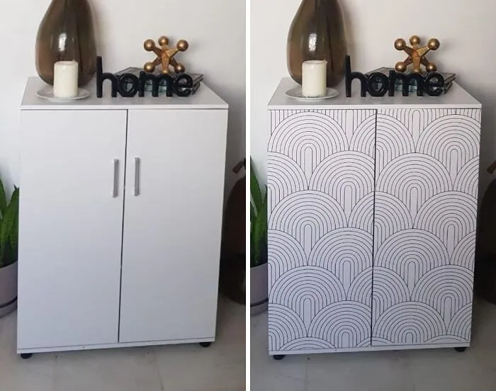 You Can Give Your Most Boring Furniture Piece An Epic, Artsy Glow-Up This Weekend Using <a Style="Display:inline;" Href="Https://Www.amazon.com/Haokhome-Wallpaper-Removable-Contactpaper-Decorations/Dp/B08pd9xxxn?ie=utf8&th=1&linkcode=ll1&tag=bpkoala-20&linkid=f5e3d1f553f200068ed1dba88944e3df&language=en_us&ref_=as_li_ss_tl" Target="_blank"><span Style="Font: Inherit; Color: #d74b1f;"> Abstract Contact Paper For Furniture Makeovers </Span>