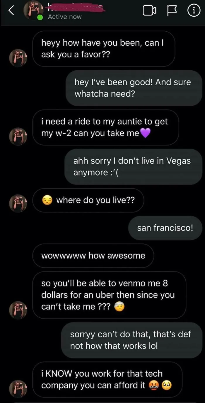 She’s Entitled To An Uber Since I Can’t Drive Her Around For Free And Have A Job