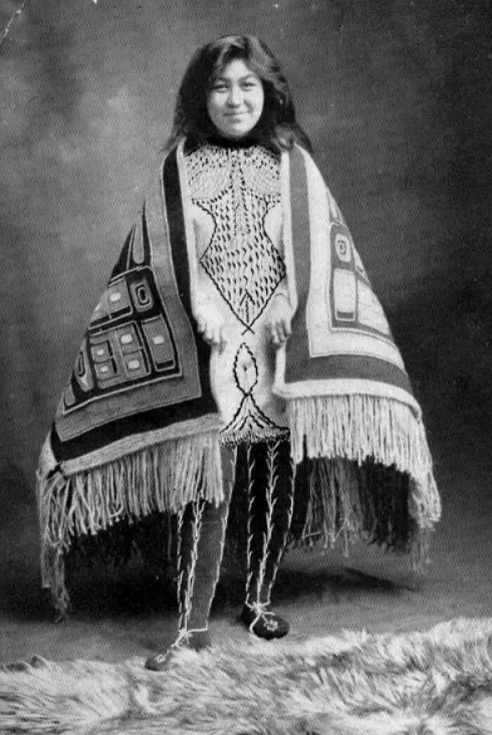 Native American Woman Wearing Potlatch Ceremony Dress, Alaska, 1907