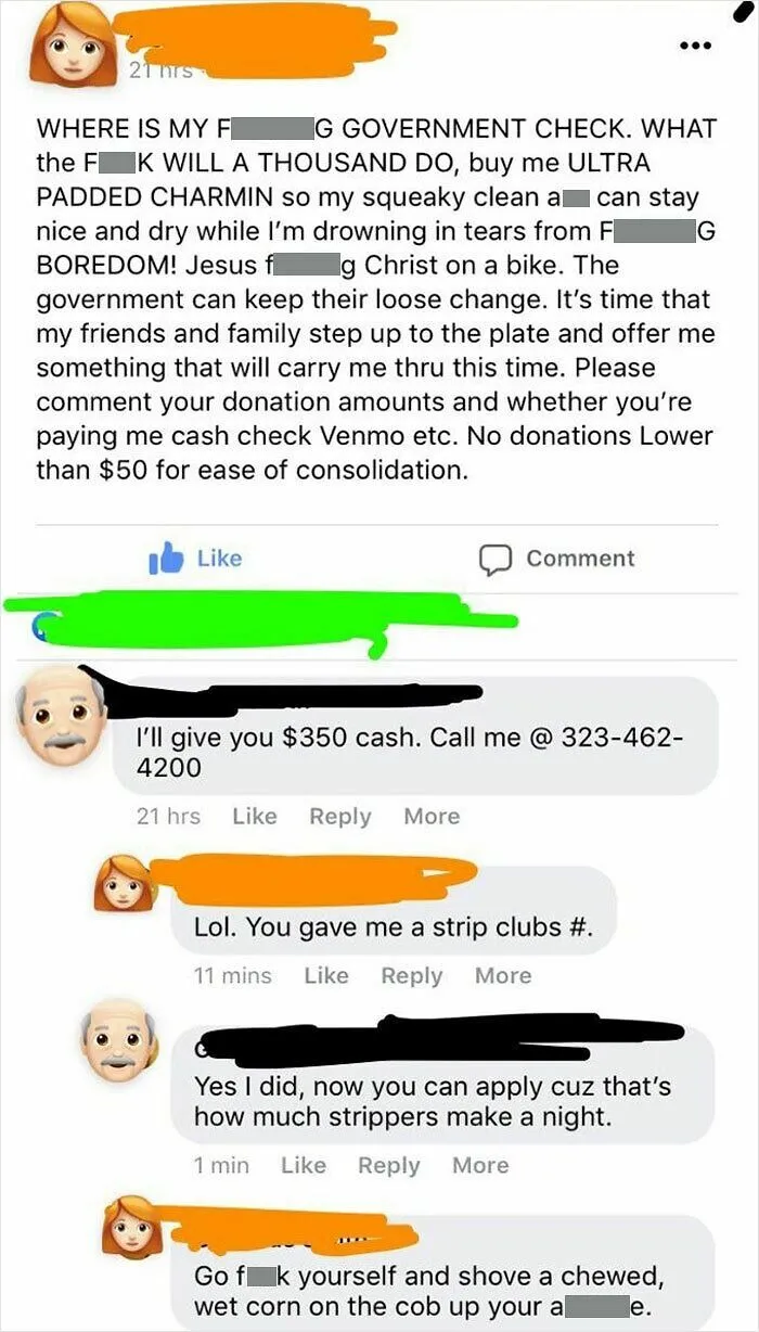 $1000 Government Check Not Enough