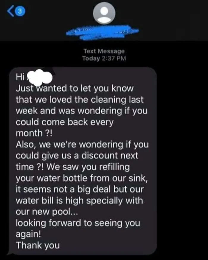 She Wants A Discount In Exchange For A Bottle Of Water (Tap Water, That Is)