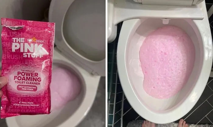 Your Toilet Is About To Look Pretty In Pink (While Getting Seriously Clean) Thanks To The <a Style="Display:inline;" Href="Https://Www.amazon.com/Stardrops-Miracle-Foaming-Treatments-Activating/Dp/B0cfsjc4jz?ie=utf8&th=1&linkcode=ll1&tag=bpgoose-20&linkid=c65666d56de99801bad3d3af403dd8f6&language=en_us&ref_=as_li_ss_tl" Target="_blank"><span Style="Font: Inherit; Color: #d74b1f;"> Pink Stuff Foaming Toilet Cleaner </Span>