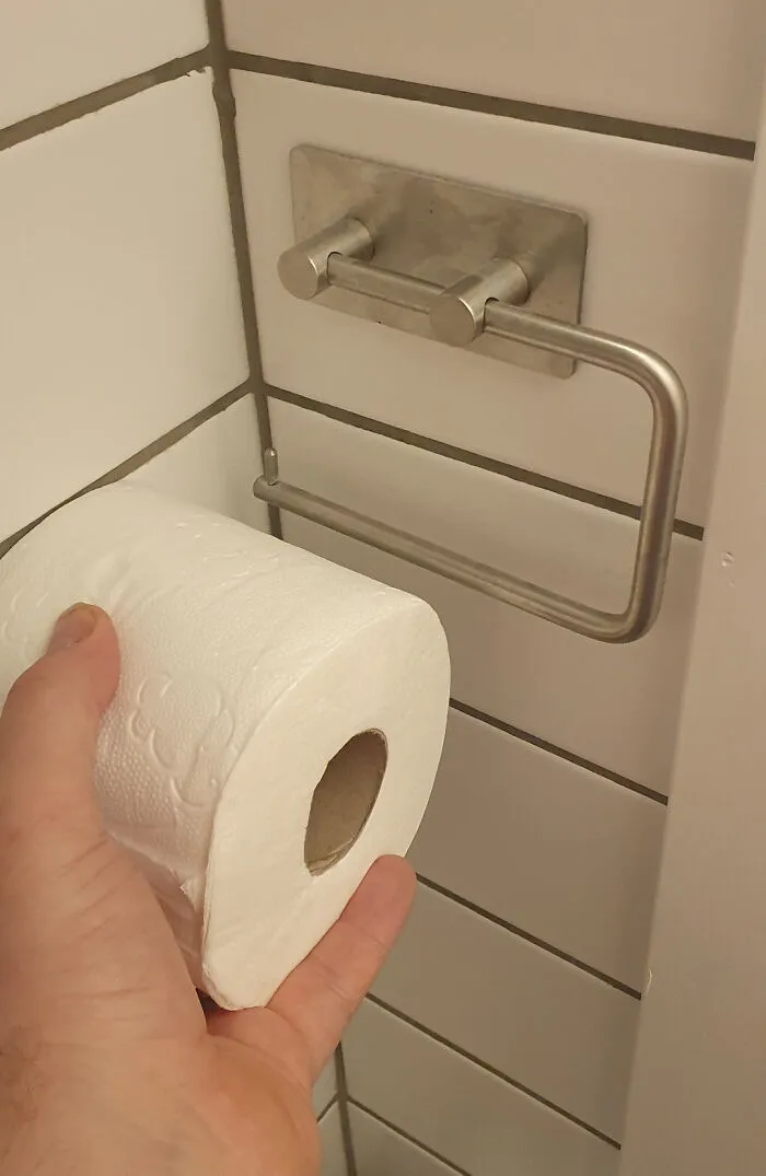 My Landlord Installed This Tp Holder In My Apartment During Renovation. Yes, It Is Glued Onto The Wall; No, None Of The Parts Come Off