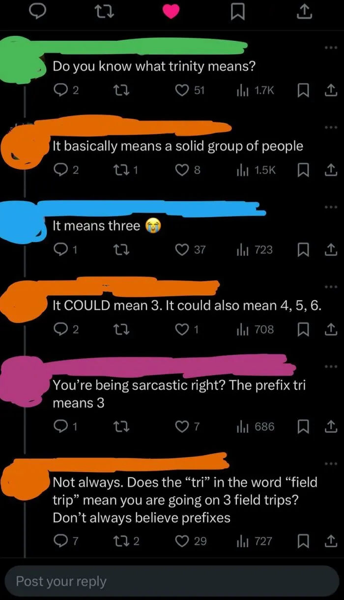 The Holy Trinity Of Trying To Teach Someone What Prefixes Are