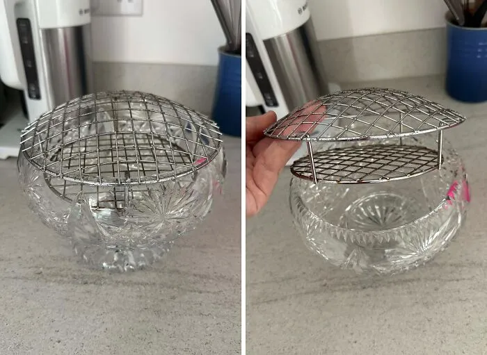 Found At Nan’s House - Glass Vase With Metal Grill Inside
