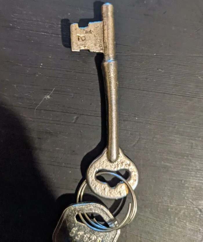 The Original Key To My House Built In 1937. It Still Unlocks All Of The Doors In The House. The Creepy Thing Is, The Bedrooms Only Lock/Unlock From The Outside
