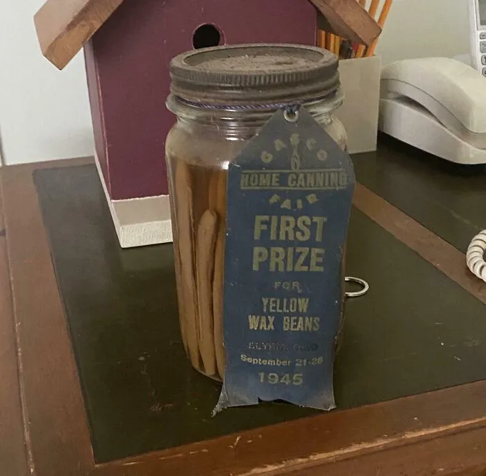 First Prize String Beans From September 1945 Found In My 102 Year Old Patient's Basement