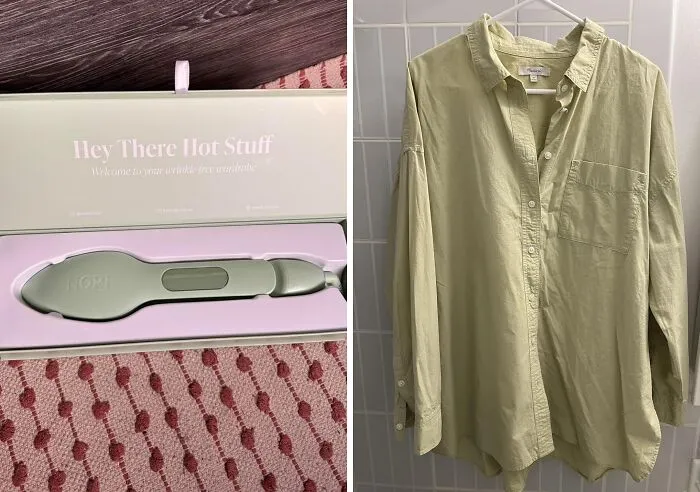 Forget Those "I Just Rolled Out Of Bed And Then Out Of A Suitcase" Vibes, The <a Style="Display:inline;" Href="Https://Www.amazon.com/Nori-Press-Travel-Steam-Iron/Dp/B0bdmtzyxz?ie=utf8&th=1&linkcode=ll1&tag=bpcrocodile-20&linkid=f8896a90f8949389e5081f96c38a41fd&language=en_us&ref_=as_li_ss_tl" Target="_blank"><span Style="Font: Inherit; Color: #d74b1f;"> Nori Press Travel Steam Iron </Span> Ensures Your Ootd Is Always Fire, Even On The Go