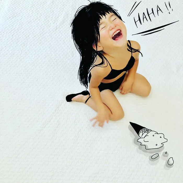 This Father Turns His Kids Into Anime Or Movie Characters By Drawing On Their Photos (17 New Pics)