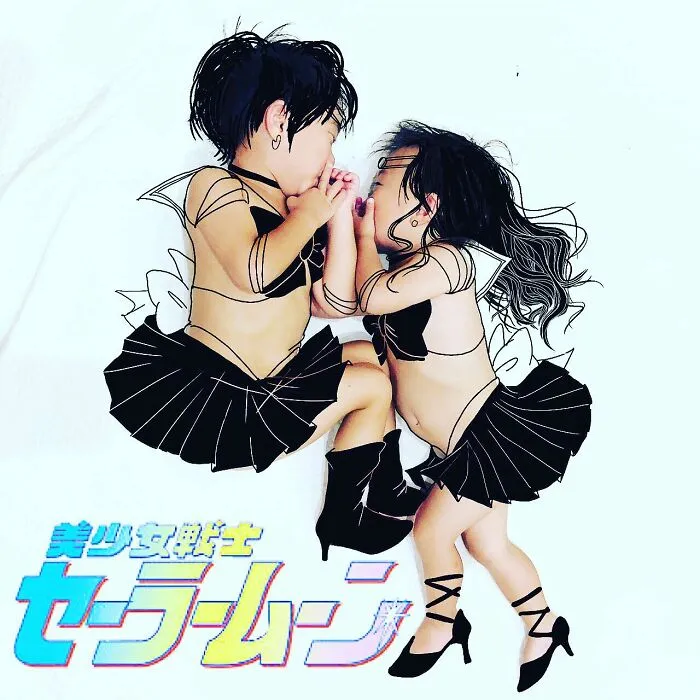 This Father Turns His Kids Into Anime Or Movie Characters By Drawing On Their Photos (17 New Pics)