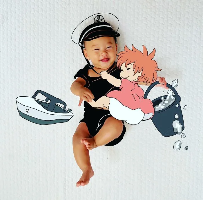 This Father Turns His Kids Into Anime Or Movie Characters By Drawing On Their Photos (17 New Pics)