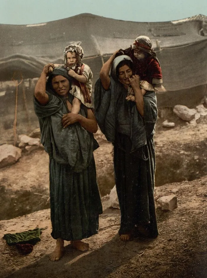 Bedouins And Children Outside Tent, Holy Land, C. 1890