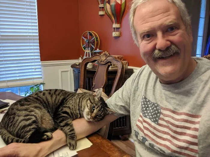 The Challenges Of Working From Home. Tater Decides He Has A Better Use For My Mouse Arm