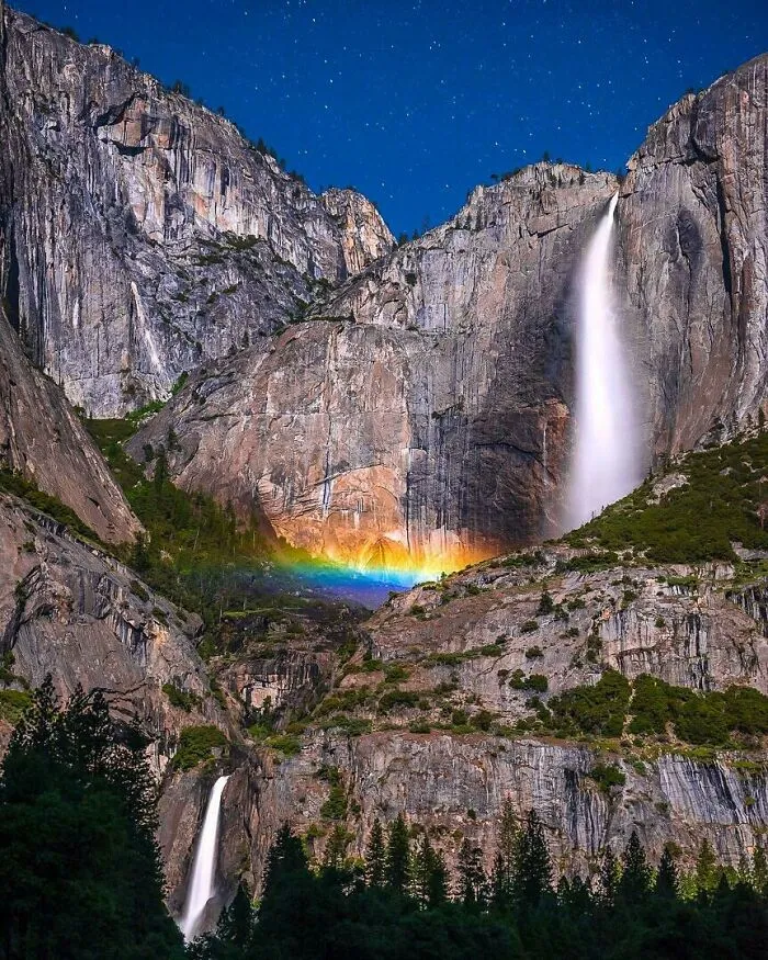 Fourth Night In A Row, Finally Got My Moonbow! Yosemite Falls, Yosemite National Park, California