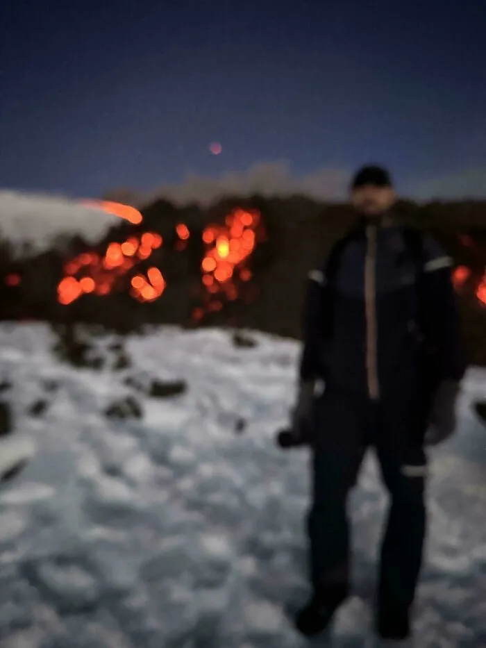 Hiked 2 Hours To Reach The Lava Flow. Asked Someone For A Picture, This Is What I Got