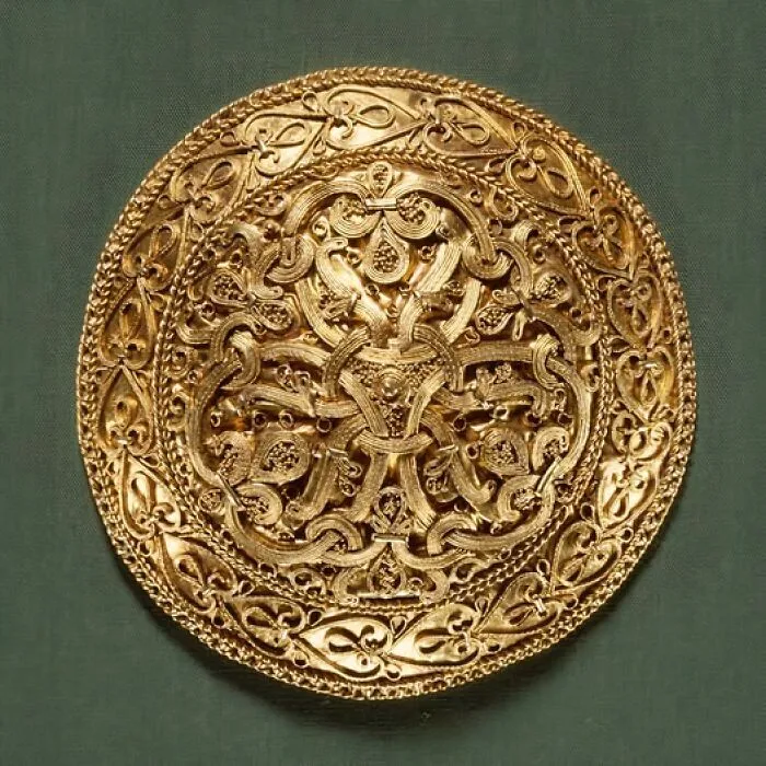 A Circular Golden Viking Brooch From Hornelunde Near Varde In Denmark