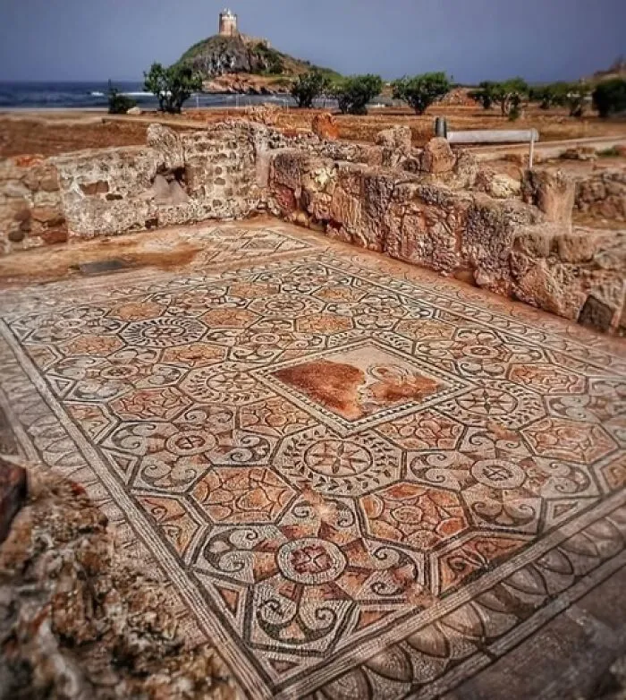Roman Mosaic, House Of The Tetrastyle, Pula Archaeological Park, Nora, Sardinia