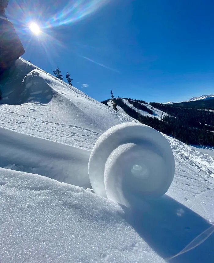 Snow Roller Phenomenon At Keystone, Colorado. Also Known As Snownuts