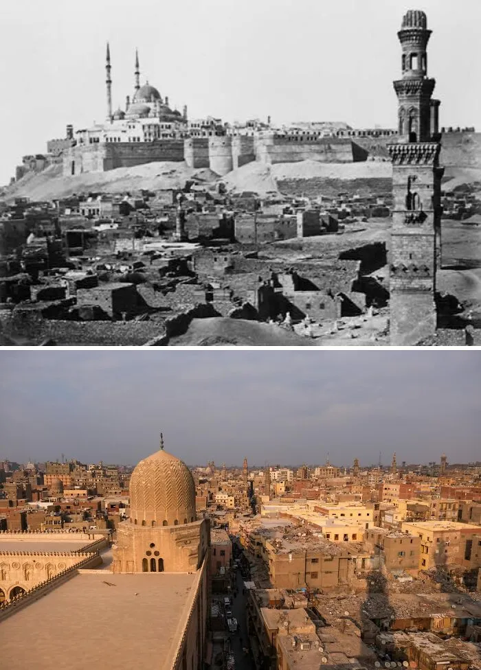 Fotos de antes y ahora mostrando la evolución urbana y arquitectónica, demostrando que el tiempo no espera a nadie.