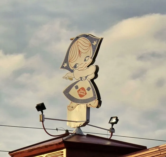 A Local Dairy Queen Still Has Their "Little Miss Dairy Queen" Mascot Up From The 1960s