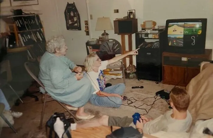 Found In A Box Next To A Hospital Dumpster. Looks Like They're Teaching An Old Woman How To Play Mariokart Haha