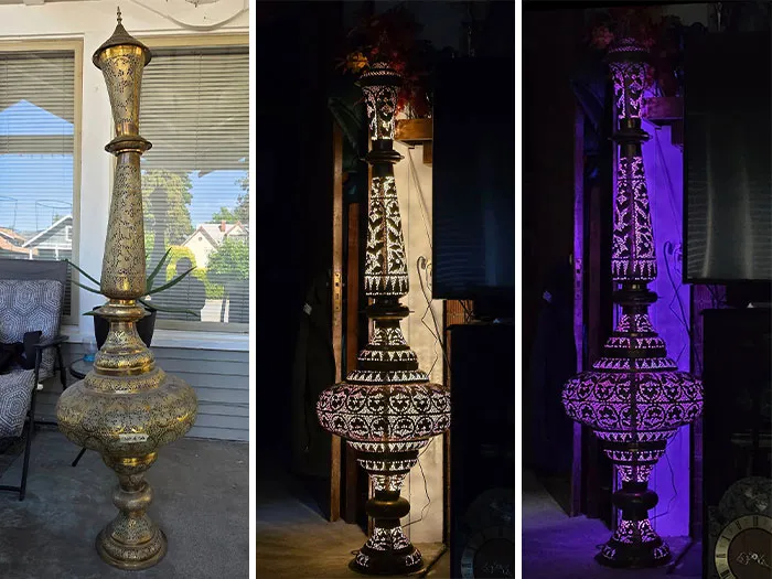 Got This Wonderful, I Believe, Moroccan Brass Lamp At A Yard Sale For $50