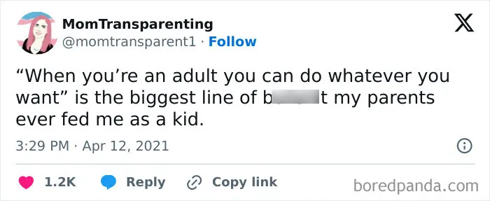 Social media meme about adulthood debunking the myth you can do whatever you want, featured in daily laughs memes.